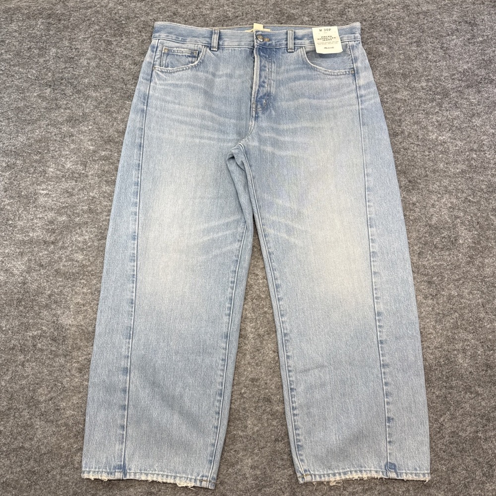 NEW Madewell Pieced Barrel leg jean women's 30P petite light blue denim NV708
